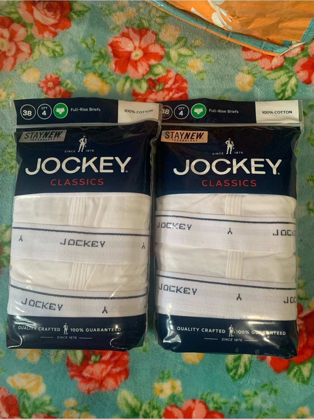 Jockey Classics Men’s White Boxer Briefs - Two Packs of 4 Size 38